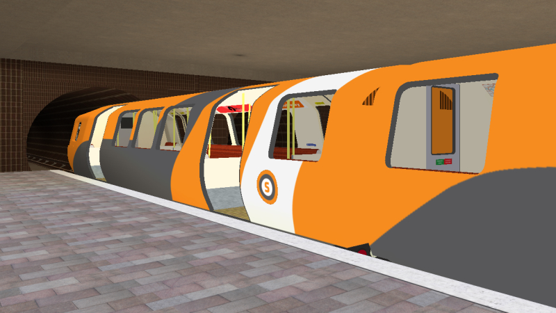 Metro-Cammell Glasgow Subway train about to depart Govan to form an Inner Circle train following its two minute stop.