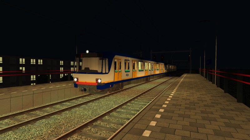 NS 5200 Class EMU is about to make its stop at Simvliet Bergpark while forming the 23:00 Simvliet Centraal to Essim <br />service during the late evening of 24th May 2020.