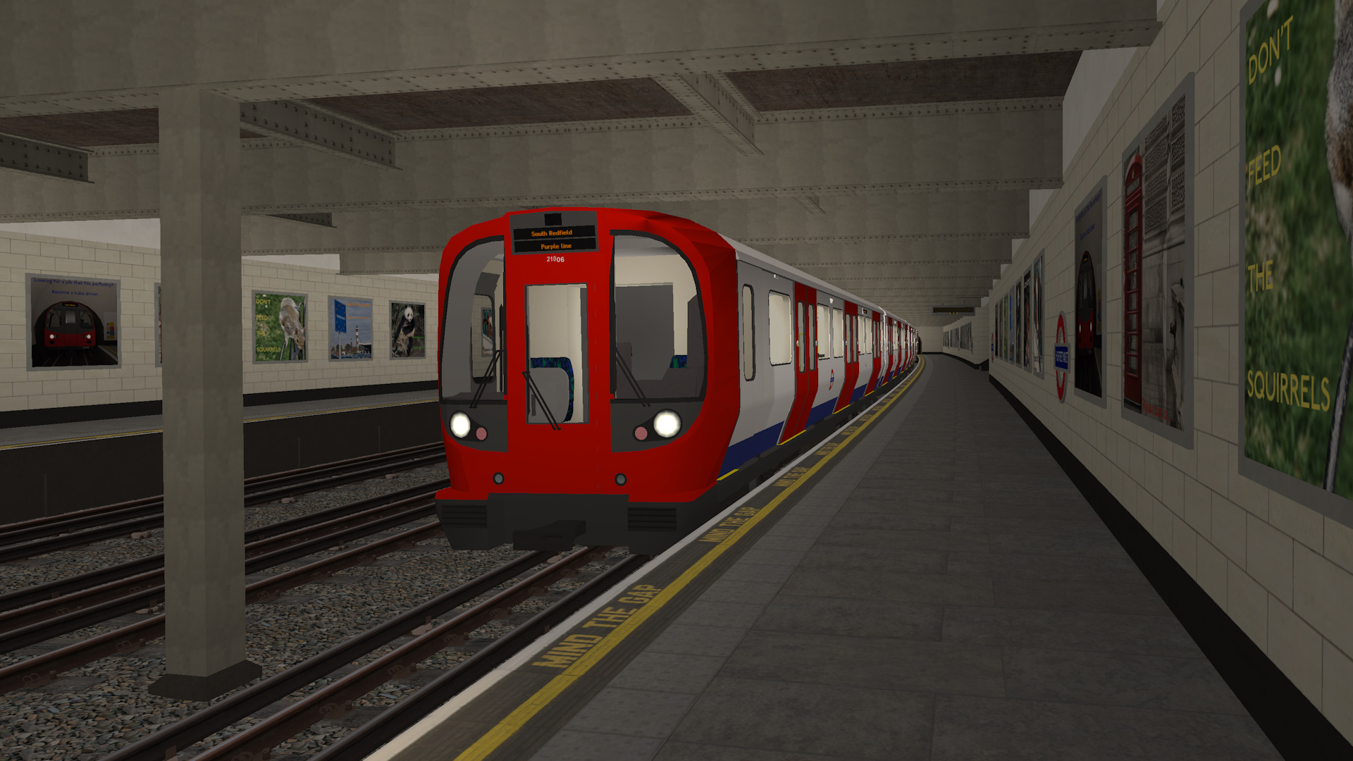 Thames Underground S8 Stock approaches Highstreet Market while working the Purple Line service to South Redfield on the evening of Sunday 14th April 2024.