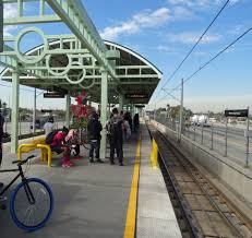 The Green Line Platform on the 105 Freeway above the Blue Line