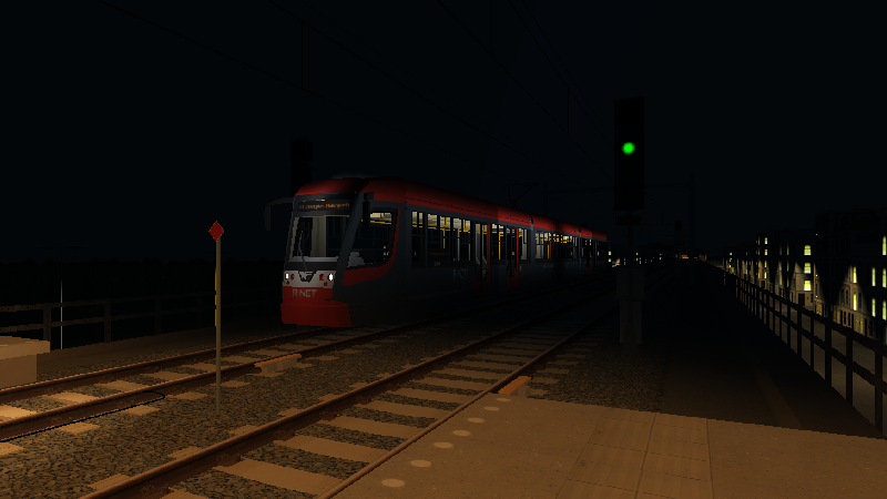 R-NET KTM Citylink tram is about to call at Hageningen Poort while forming the Strandboulevard to Zoutplas Molenpark <br />Line 11 service on the evening of 25th October 2020.
