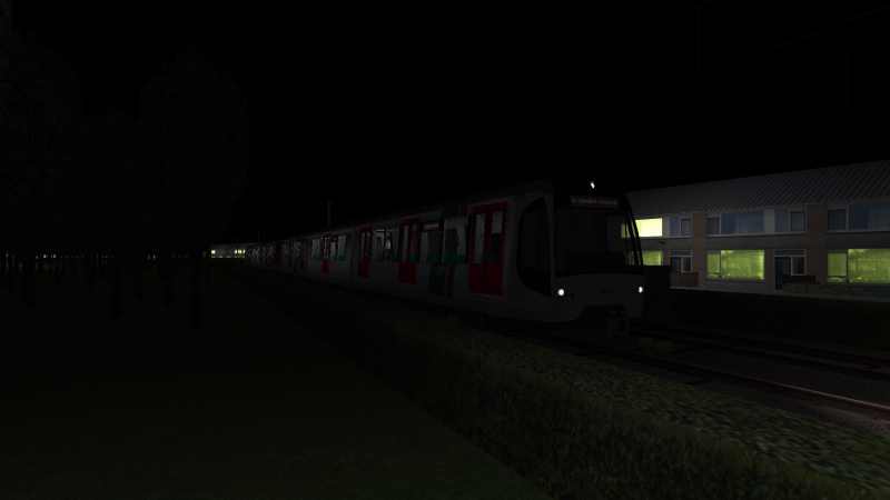 Simvilet Metro SG3 EMU approaches Rozenpad while forming the Sunday evening De Molens to Simvliet Centrum Line B <br />train on 17th January 2021.