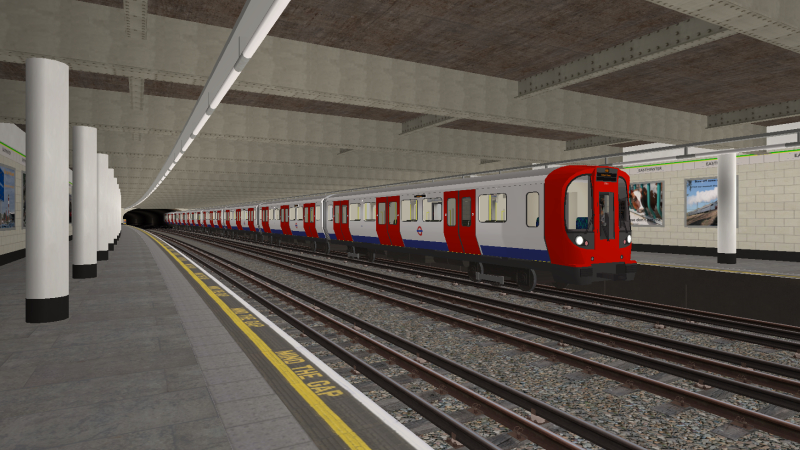 Thames Underground S7 Stock arrives at Eastminister while forming the Southwick Park to Oxford Cross Green Line train <br />on the afternoon of Sunday 18th April 2021.