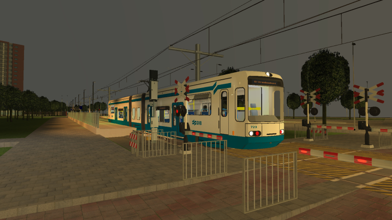 GVB TFS tram pulls out of Amaliapark station while operating the Hageningen Centrum to Strandboulevard Line 13 service <br />on the evening of Sunday 25th July 2021.