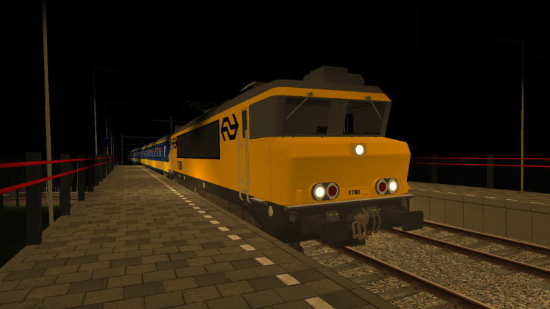 NS 1780 with the 22:30 Hageningen to Simvilet Centraal train approaches Simvilet Bergpark, the final intermediate stop <br />of its journey before terminating at its destination a few minutes later, on the late evening of 9th December 2021.