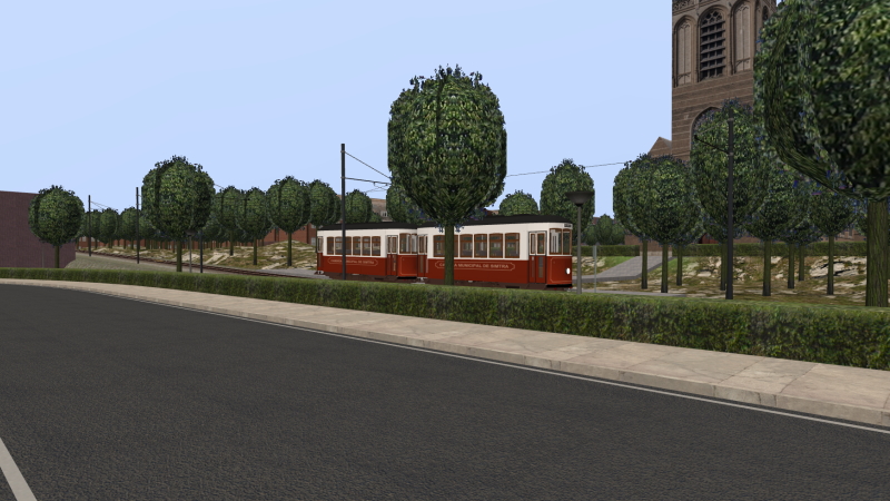 Simtra Municipal Tramway Cars 4 and 14 was on its Estacion de Tren to De Praia duties as it stops at Igrega to pick up Sunday worshippers on 9th January 2022. Igrega is an unofficial tram stop which is situated just cross the road from Centro tram stop!