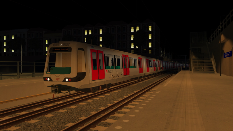 RET MG2/1 EMU takes charge of the Delfsblaak to Simvilet Centraal Line C train, seen arriving Simvilet West on the late evening of Thursday 3rd November 2022.